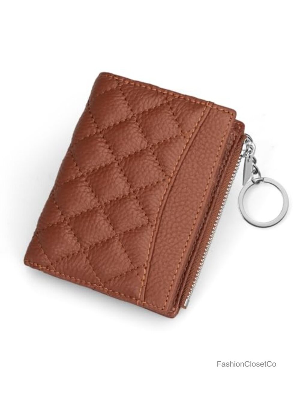 Genuine Leather RFID Blocking Bifold Wallet with Zipper Coin Pocket Key Chain